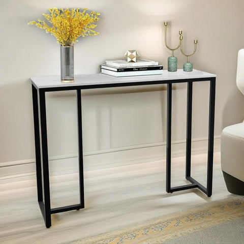 Elegant Marble Console Table on Metal Stand - Decor Mantra 