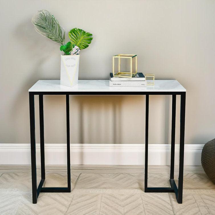 Elegant Marble Console Table on Metal Stand - Decor Mantra 