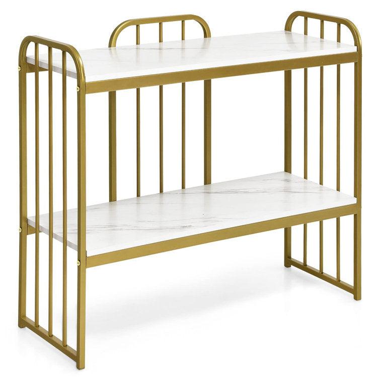 Marble-Topped Console Table with Contemporary Metal Stand - Decor Mantra 