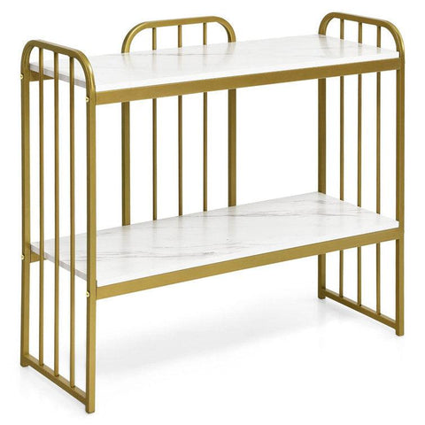 Marble-Topped Console Table with Contemporary Metal Stand - Decor Mantra 