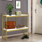 Marble-Topped Console Table with Contemporary Metal Stand - Decor Mantra 