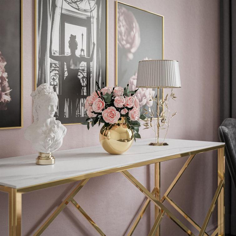 Modern Metal and Marble Console Table - Decor Mantra 