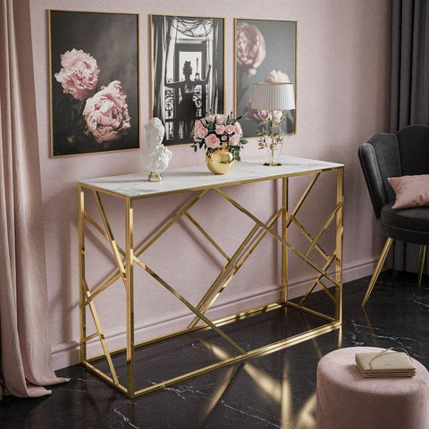 Modern Metal and Marble Console Table - Decor Mantra 