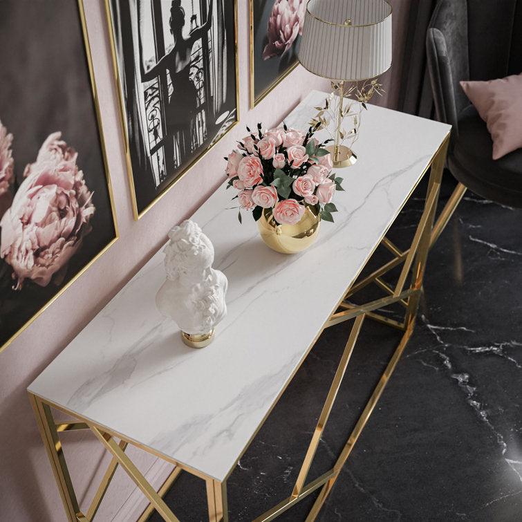 Modern Metal and Marble Console Table - Decor Mantra 