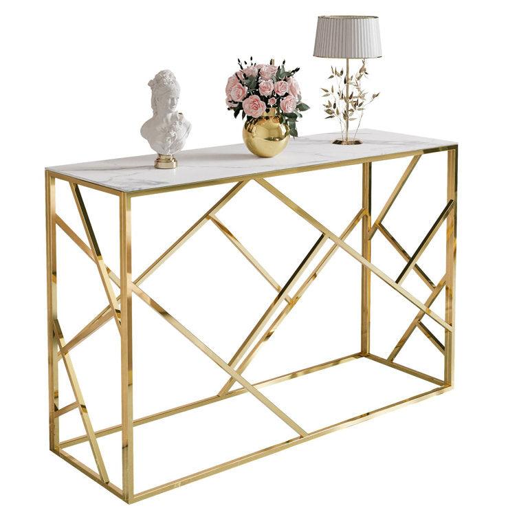 Modern Metal and Marble Console Table - Decor Mantra 