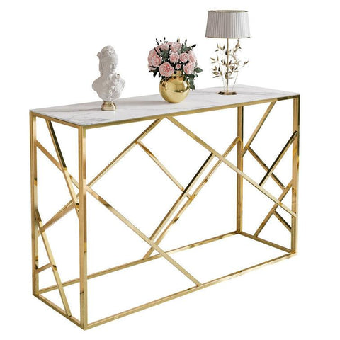 Modern Metal and Marble Console Table - Decor Mantra 