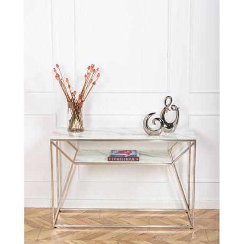 Contemporary Console Table with Marble Top - Decor Mantra 