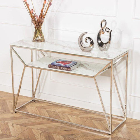 Contemporary Console Table with Marble Top - Decor Mantra 