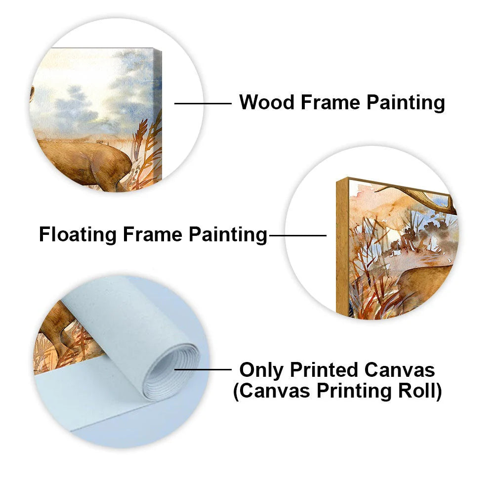 Canvas Wall Painting Pair of Deer in the Forest DECORMANTRA
