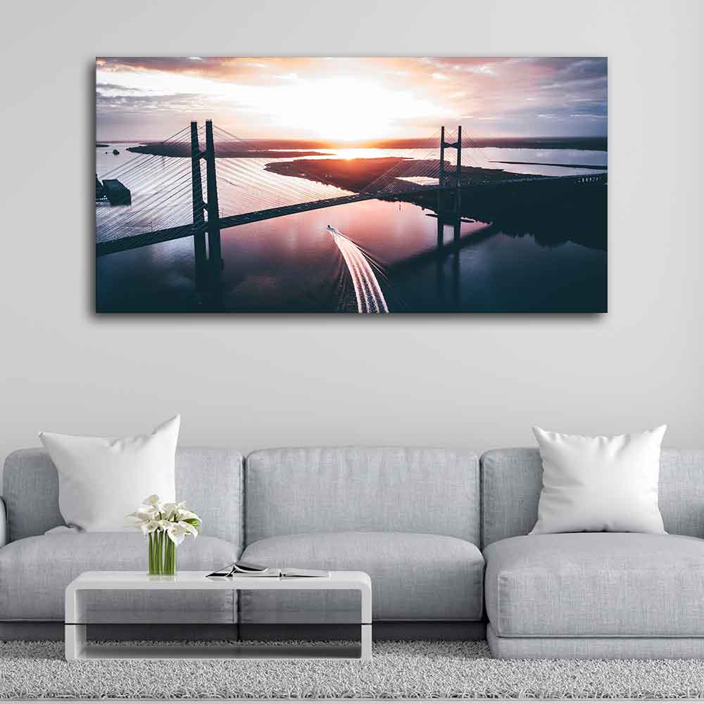 Canvas Wall Painting of Beautiful Bridge in Sunset DECORMANTRA