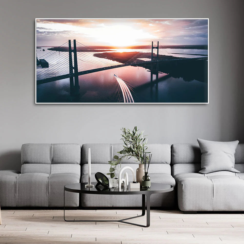 Canvas Wall Painting of Beautiful Bridge in Sunset DECORMANTRA