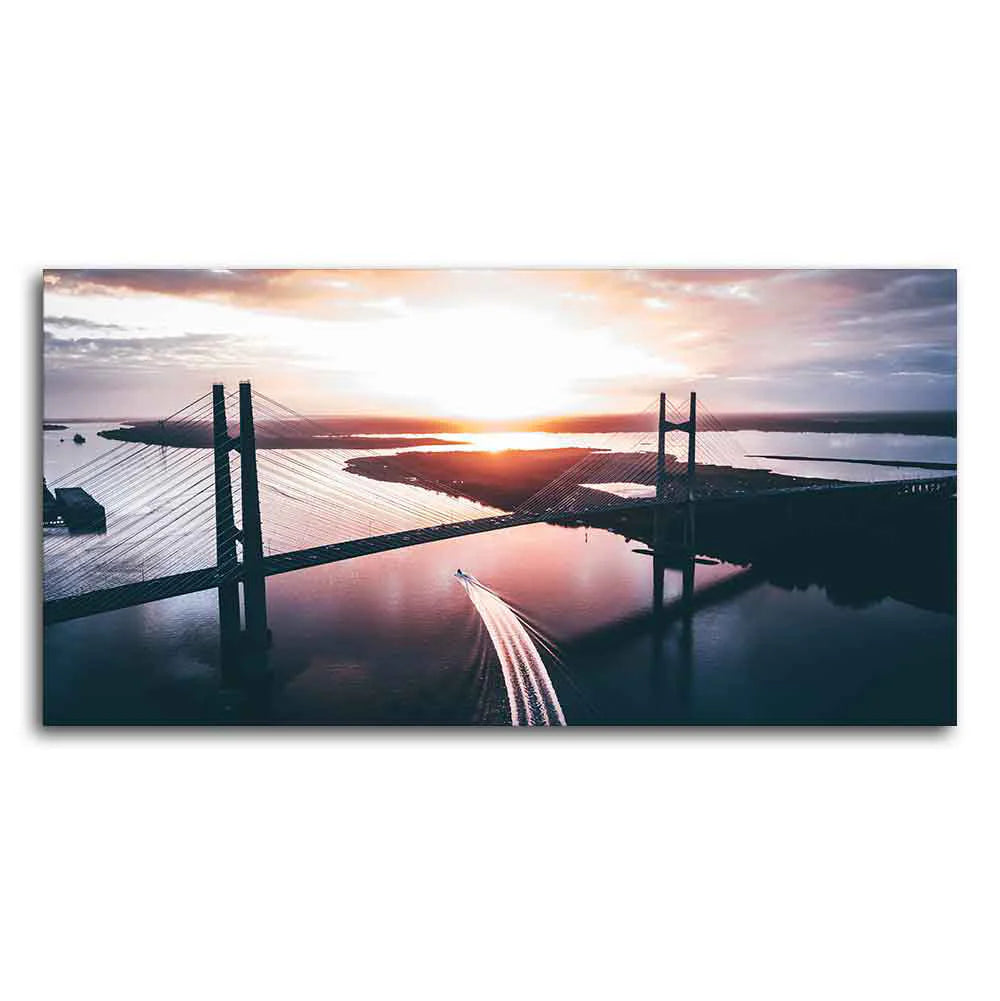 Canvas Wall Painting of Beautiful Bridge in Sunset DECORMANTRA