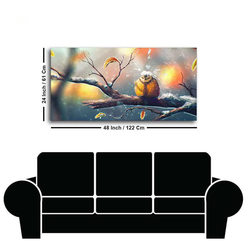 Canvas Wall Painting of Bird in Winters
