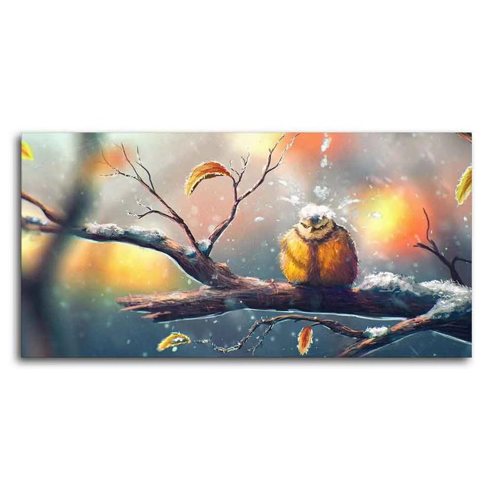 Canvas Wall Painting of Bird in Winters DECORMANTRA