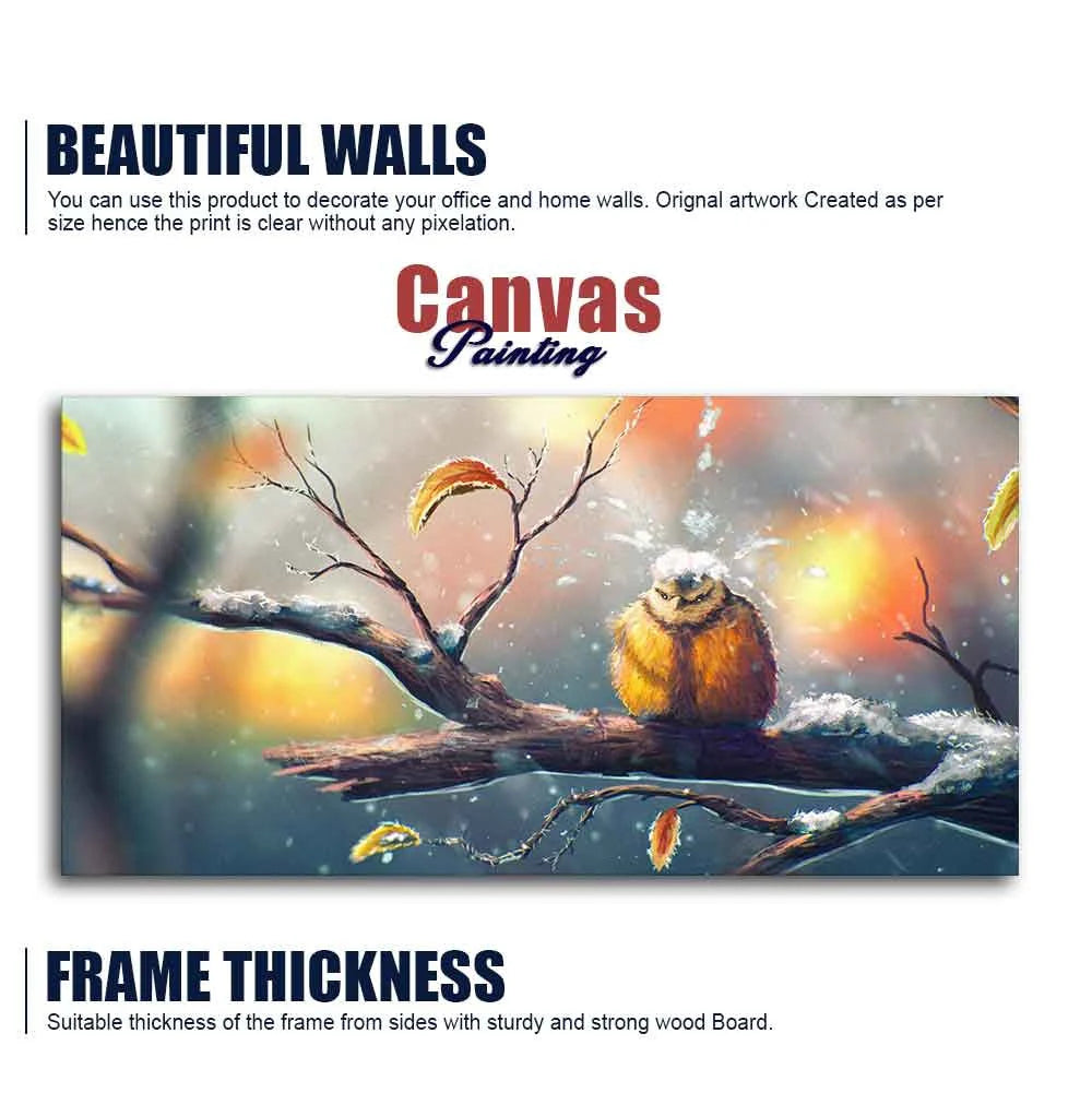 Canvas Wall Painting of Bird in Winters DECORMANTRA