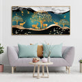 Canvas Wall Painting of Golden Trees With Birds And Deer DECORMANTRA