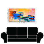 Canvas Wall Painting of The Colorful Boats in Shades of Sunset DECORMANTRA