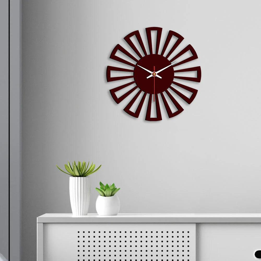 Cart Wheel Shape Designer Wooden Wall Clock - Decor Mantra 
