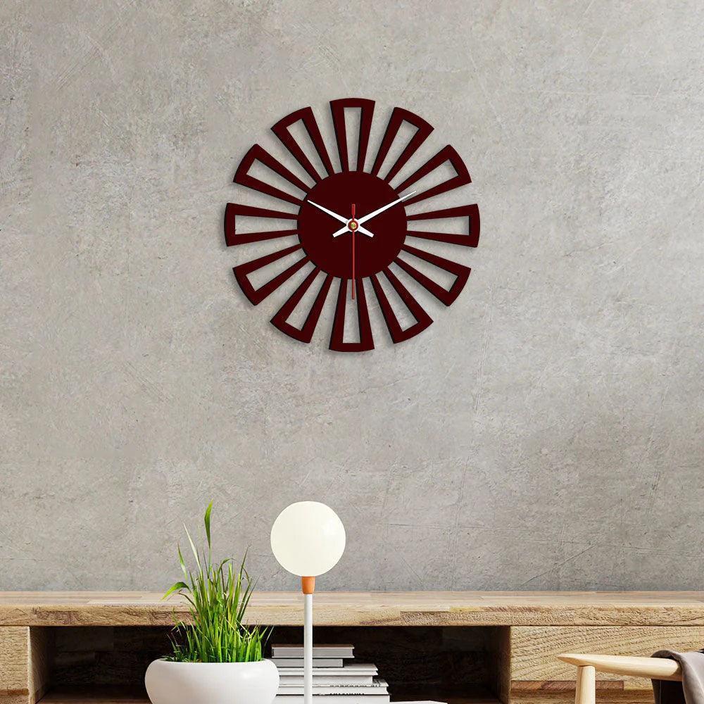 Cart Wheel Shape Designer Wooden Wall Clock - Decor Mantra 