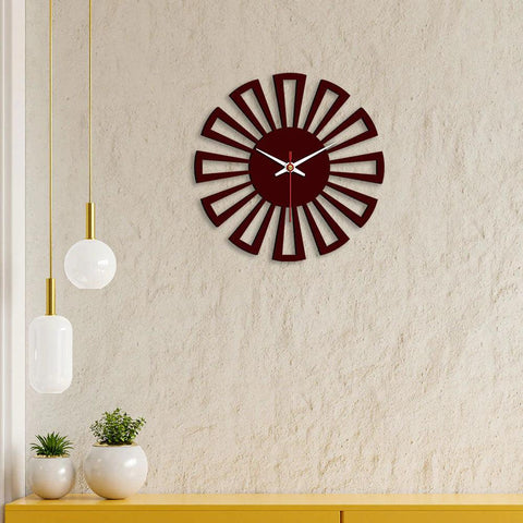 Cart Wheel Shape Designer Wooden Wall Clock - Decor Mantra 