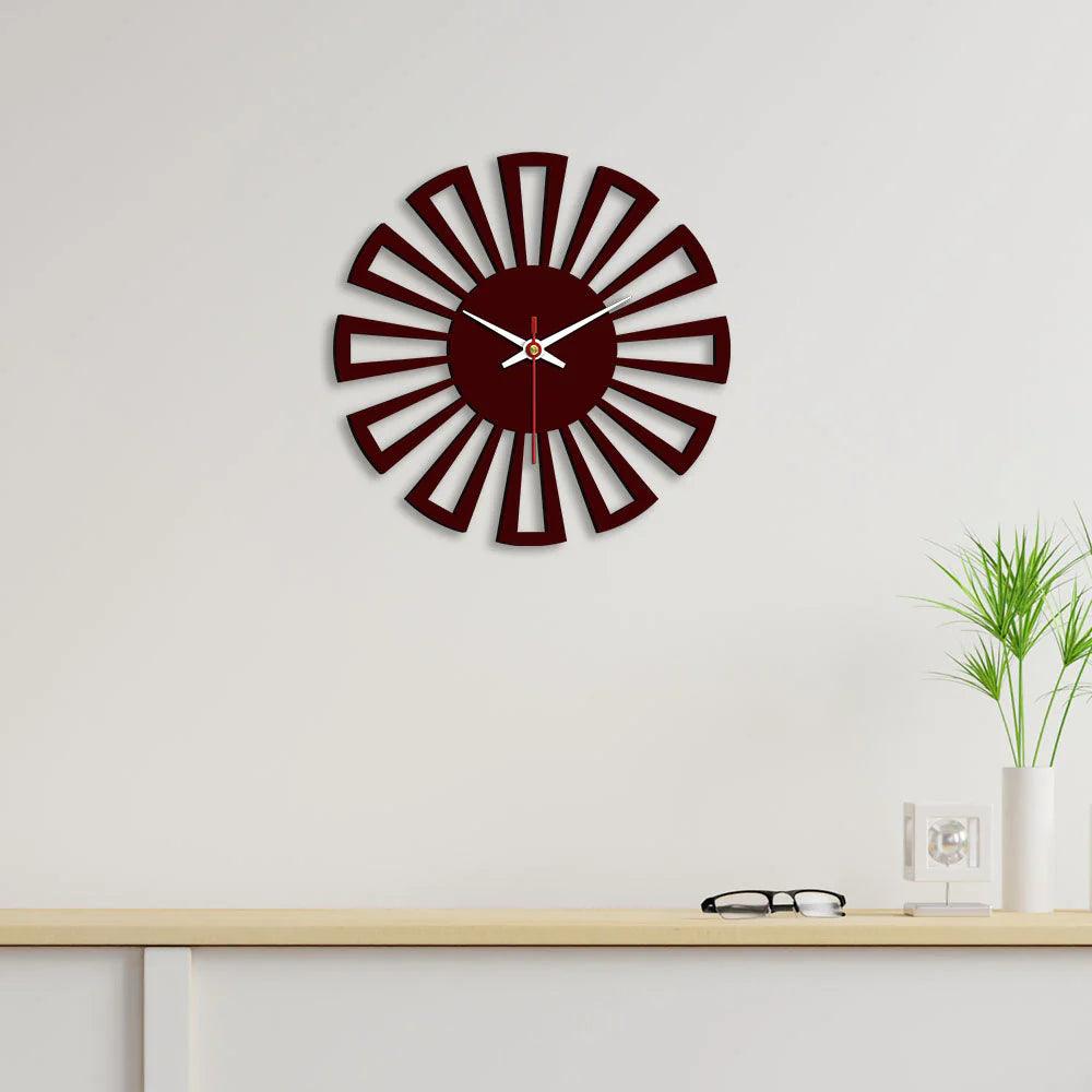 Cart Wheel Shape Designer Wooden Wall Clock - Decor Mantra 
