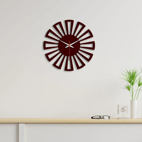 Cart Wheel Shape Designer Wooden Wall Clock - Decor Mantra 