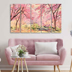Cherry Blossom Tree Premium Wall Painting Set of Five Pieces DECORMANTRA