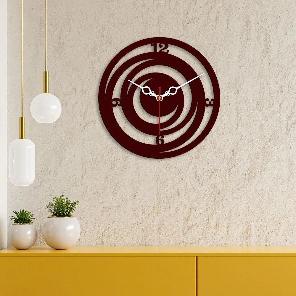 Circle Loops Shape Designer Wooden Wall Clock - Decor Mantra 