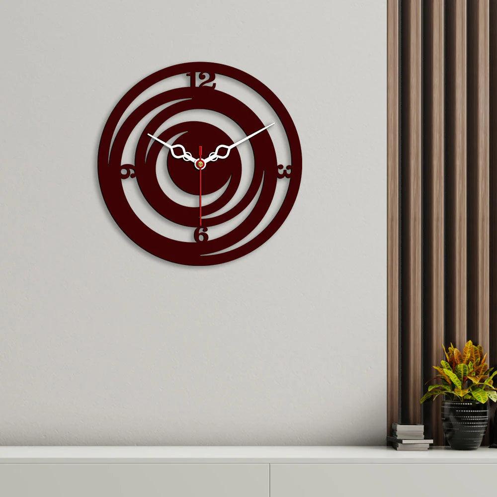 Circle Loops Shape Designer Wooden Wall Clock - Decor Mantra 