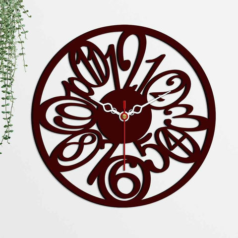 Circular Numbers Designer Wooden Wall Clock - Decor Mantra 