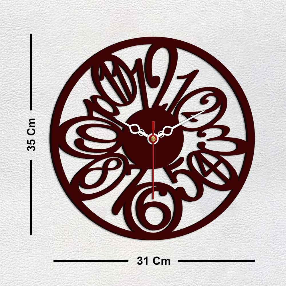 Circular Numbers Designer Wooden Wall Clock - Decor Mantra 