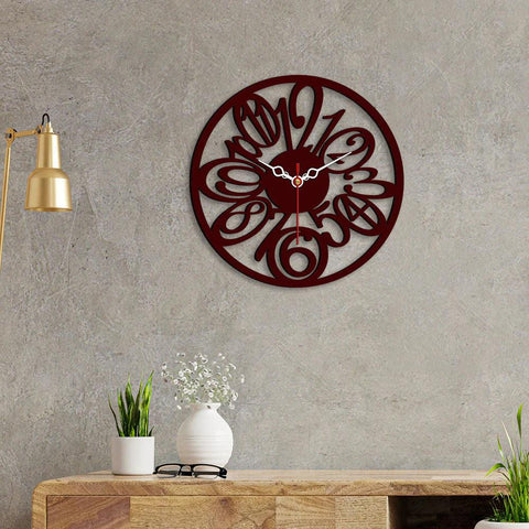 Circular Numbers Designer Wooden Wall Clock - Decor Mantra 