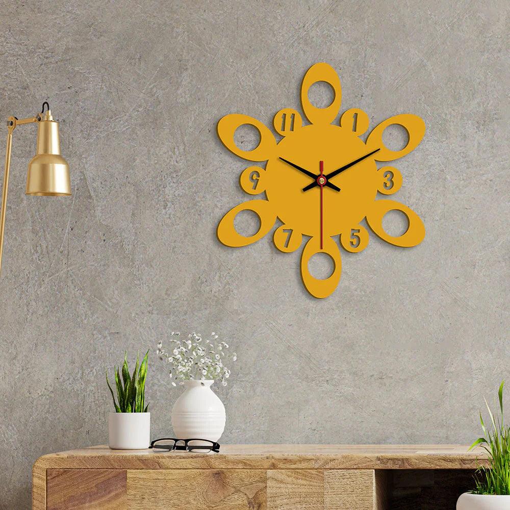 Circular Pattern Designer Wooden Wall Clock - Decor Mantra 