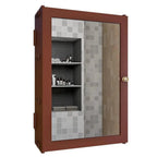 Classic Structured Wooden Bathroom Cabinet Mirror with 7 Spacious Shelves with Solid Brown Finish - Decor Mantra 