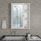 Classic Style White Finish Wooden Bathroom Mirror Cabinet with 5 Spacious Shelves - Decor Mantra 