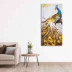 Classic Wall Painting of A Golden Feather Peacock DECORMANTRA