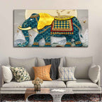 Classic and Royal Elephant with Golden Tusks wall Painting DECORMANTRA