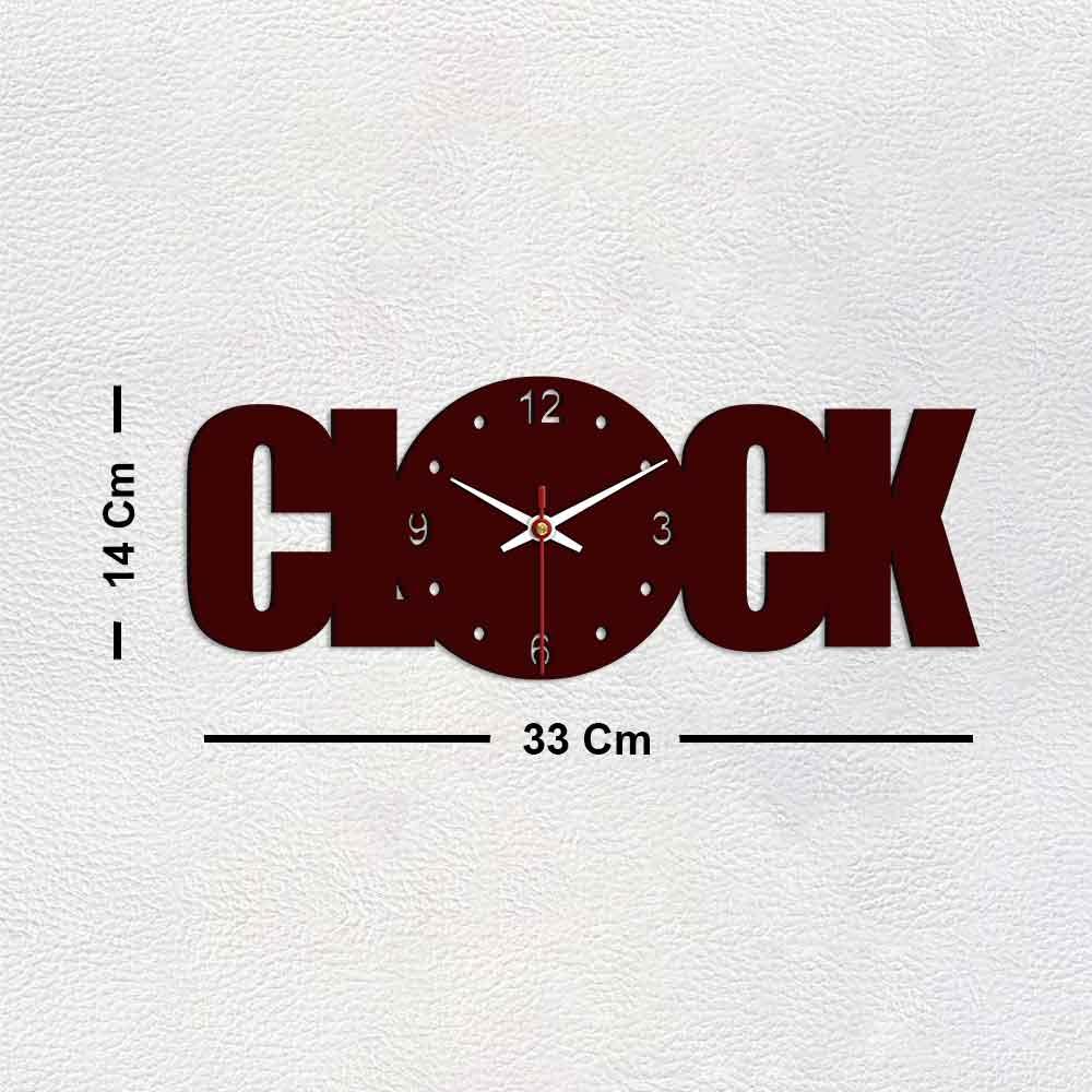Clock Text Shape Designer Wooden Wall Clock - Decor Mantra 