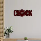 Clock Text Shape Designer Wooden Wall Clock - Decor Mantra 