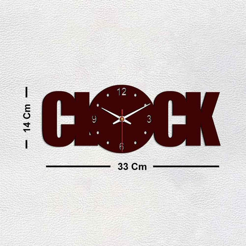 Clock Text Shape Designer Wooden Wall Clock - Decor Mantra 