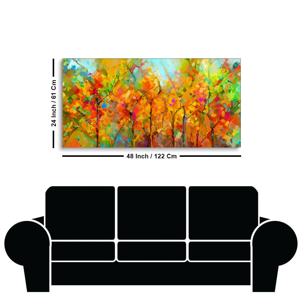 Colorful Abstract Art of Trees Canvas Wall Painting DECORMANTRA