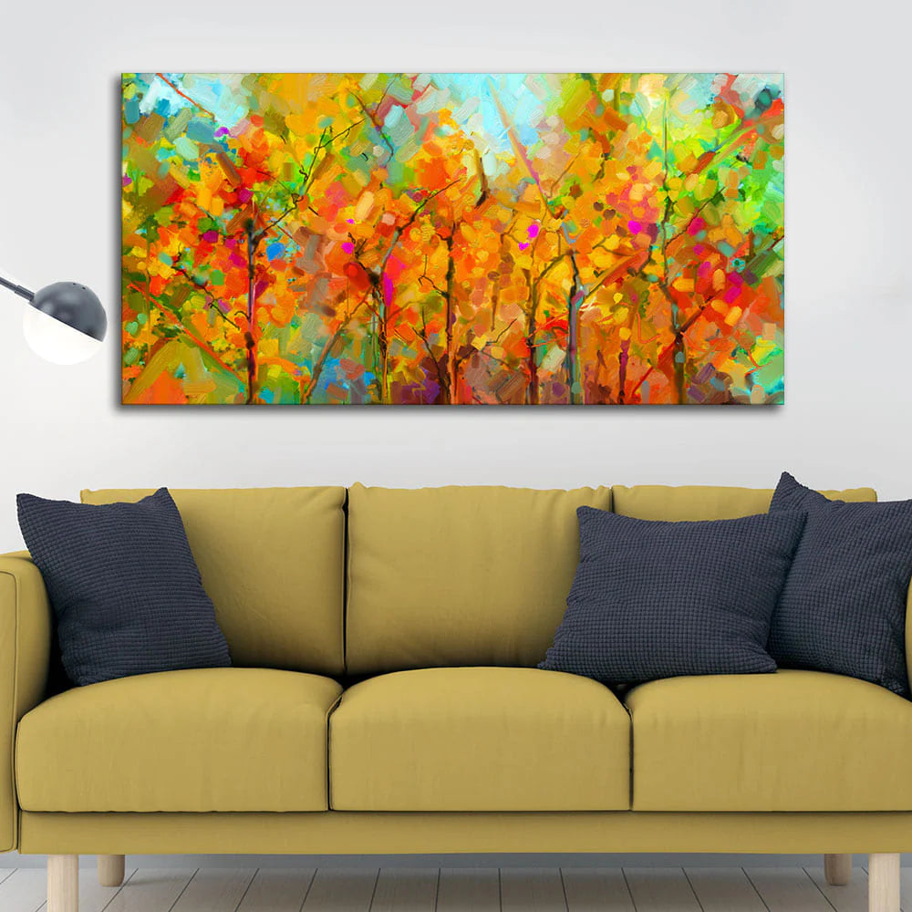 Colorful Abstract Art of Trees Canvas Wall Painting DECORMANTRA