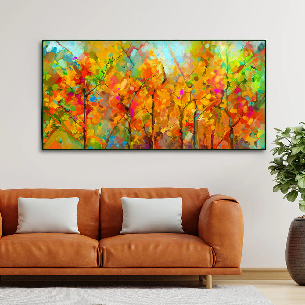 Colorful Abstract Art of Trees Canvas Wall Painting DECORMANTRA