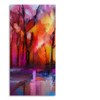 Colorful Autumn Trees Abstract Forest with Lake Canvas Wall Painting DECORMANTRA