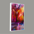 Colorful Autumn Trees Abstract Forest with Lake Canvas Wall Painting DECORMANTRA