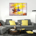 Colorful Boats 4 Pieces Canvas Wall Painting DECORMANTRA