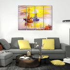Colorful Boats 4 Pieces Canvas Wall Painting DECORMANTRA