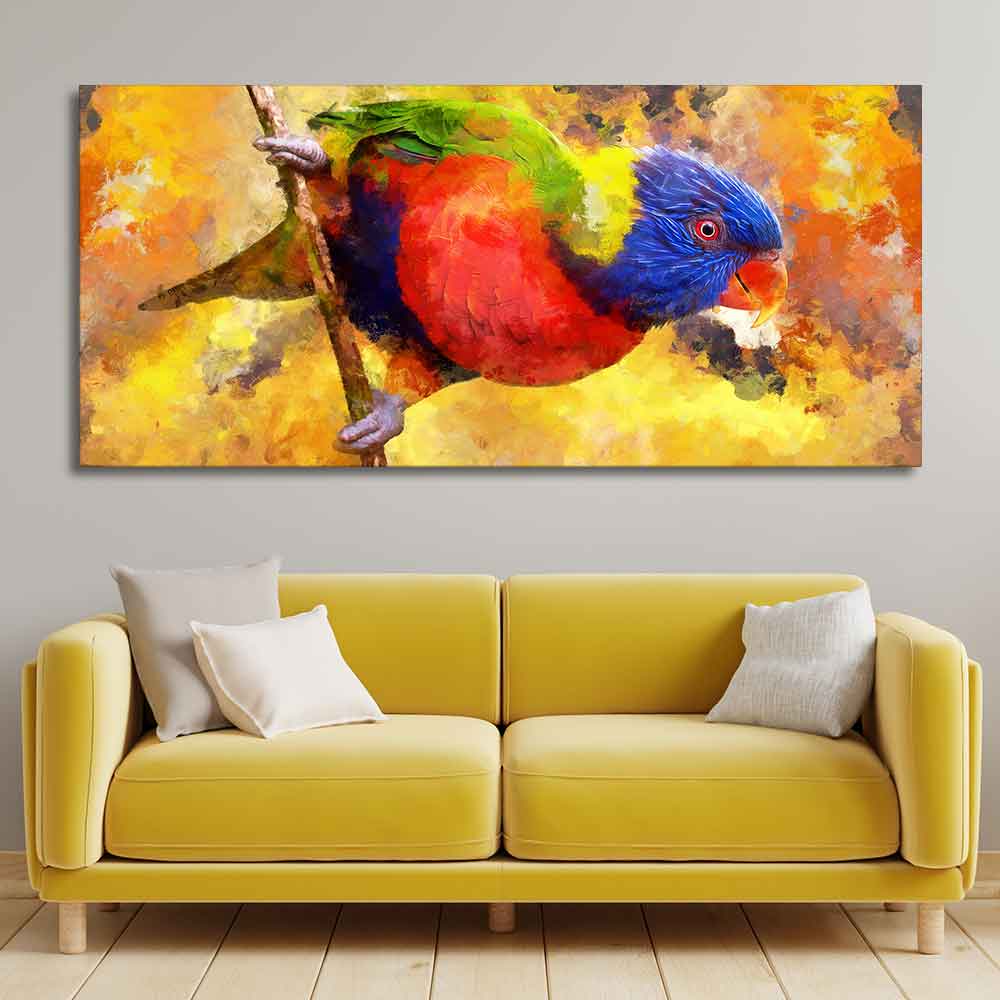 Colorful Parrot Abstract Art Canvas wall Painting Decor Mantra