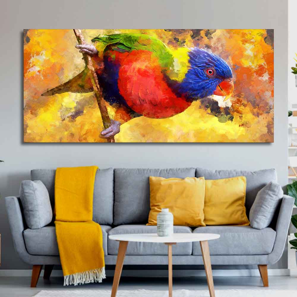 Colorful Parrot Abstract Art Canvas wall Painting Decor Mantra