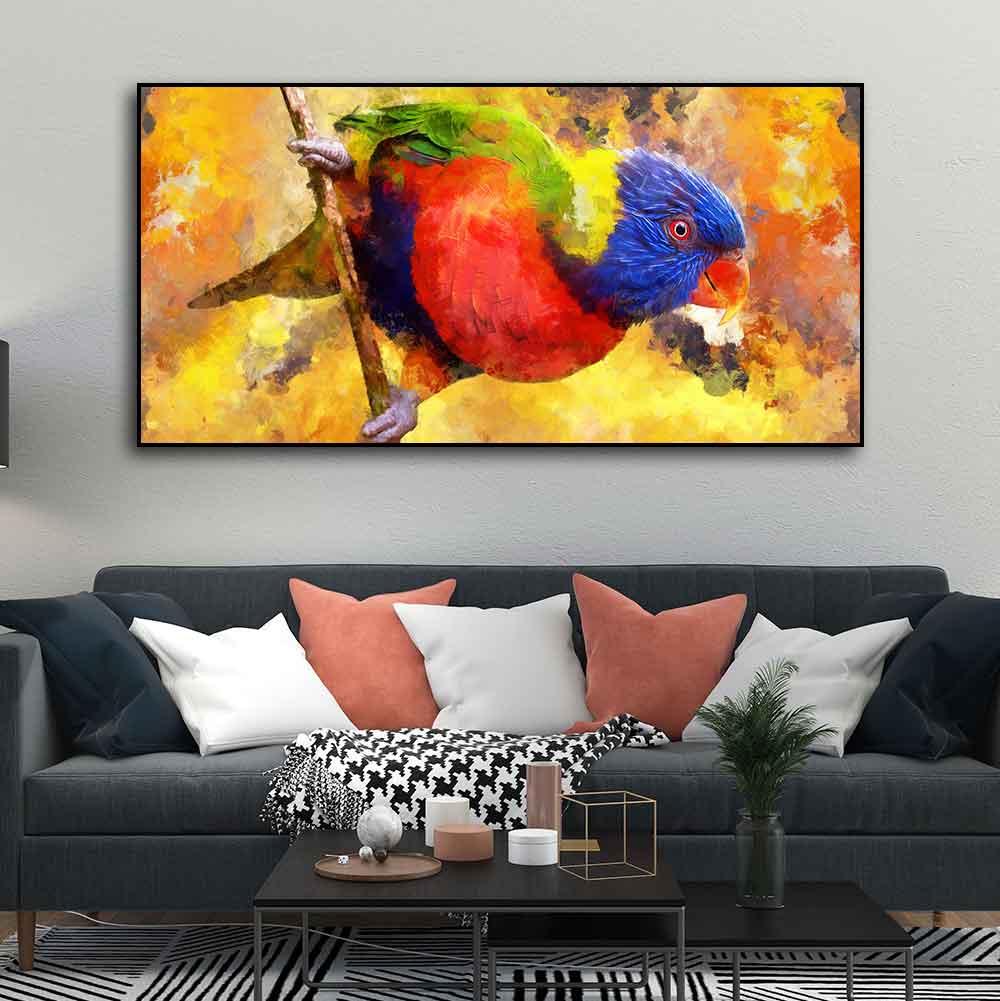 Colorful Parrot Abstract Art Wall Painting Decor Mantra